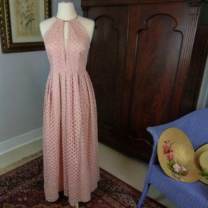 JS Collections Sz 2 Pink Eyelet Dress Gold Choker